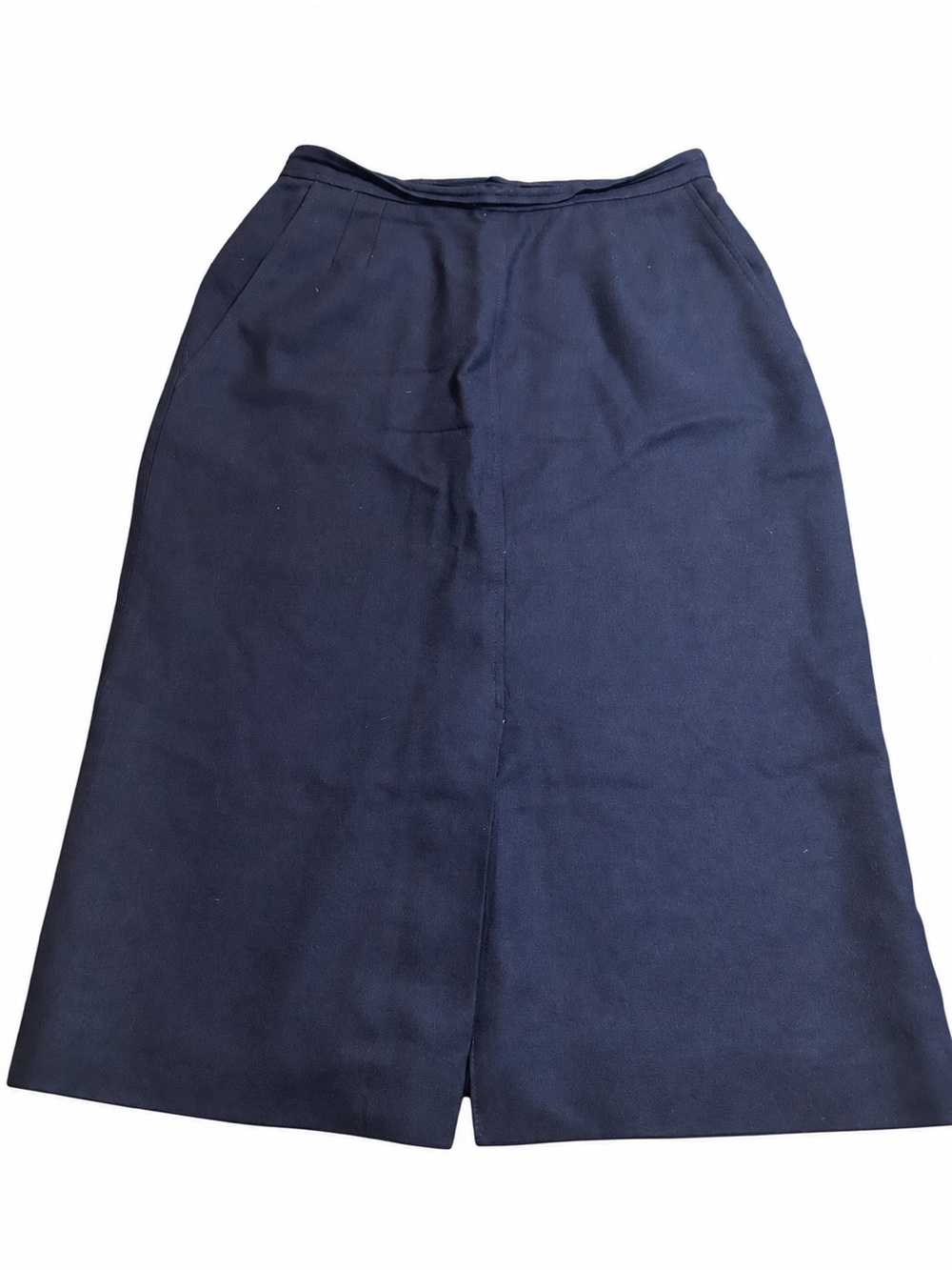 Vintage Evan Picone Women’s Size 10 Navy Blue 100% Wool Lined Midi Skirt USA